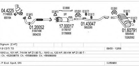 MTS C250980011586 Exhaust System